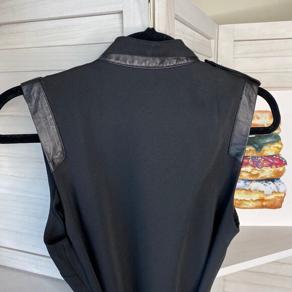 Parker genuine leather trim black shirt dress - Picture 8 of 10